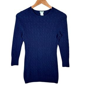 J. CREW Cashmere Cable-knit V-Neck Sweater in navy